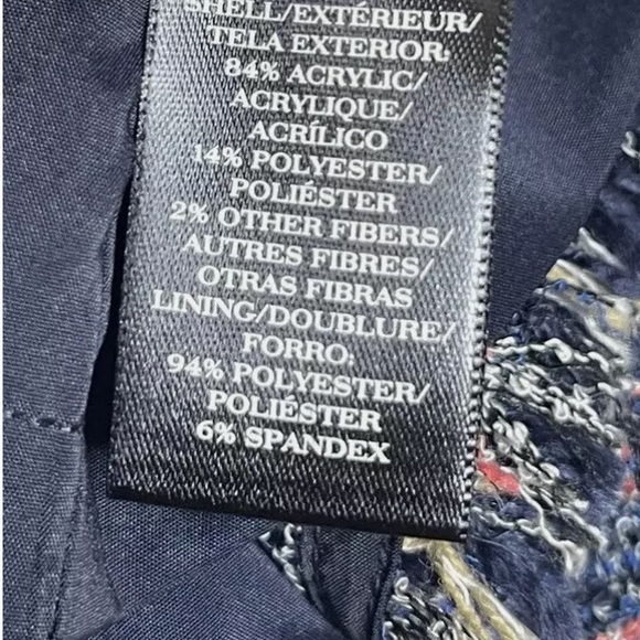 Ann Taylor Lined Blue Tweed Short Sleeve Sheath Dress With Pockets Women’s Sz 8 - Picture 4 of 8